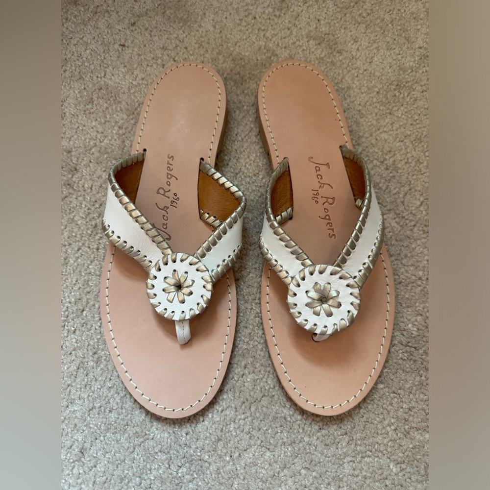 Jack Rogers NWOT White and Platinum Sandals